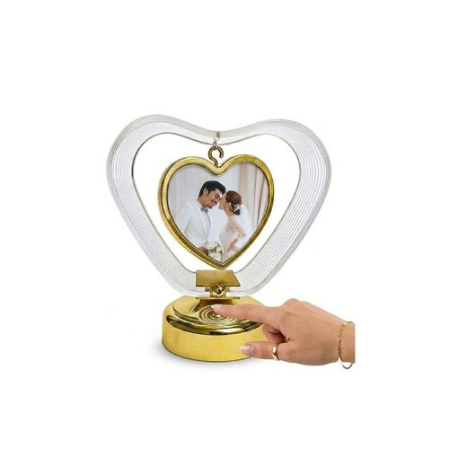 Gece Lambalı Kristal Kalp Fotoğraf Çerçevesi - 3