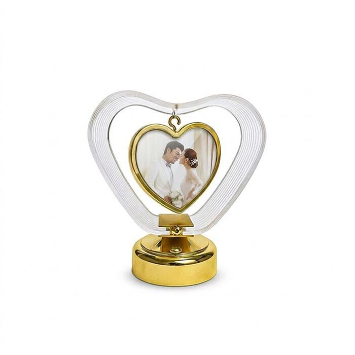 Gece Lambalı Kristal Kalp Fotoğraf Çerçevesi - 5