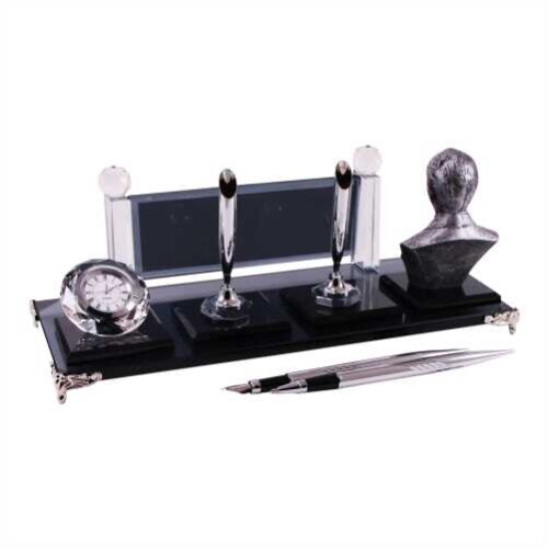 Gümüş Atatürklü Kristal Masa İsimliği KC1604 - (1)