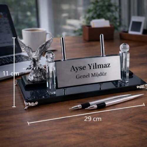 Gümüş Kartal Kristal Masa İsimliği KC1602 - 2