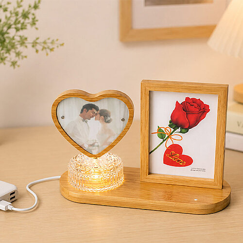 Hareketli Ahşap Ledli Kalp Fotoğraf Çerçeve 10x15 - 5