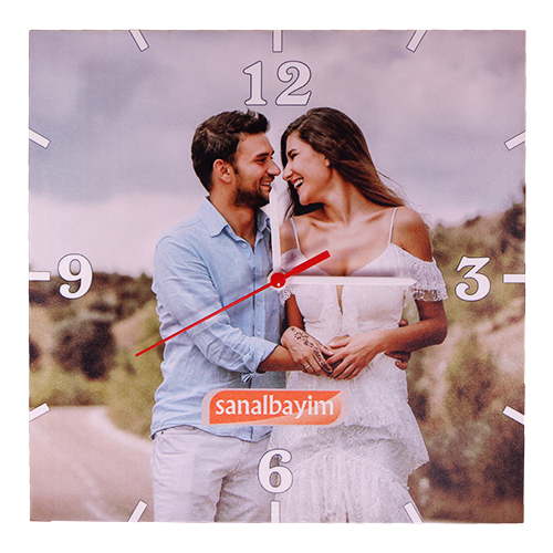 Sublimasyon Duvar Saati Kare 27cm Eko Ahşap - 