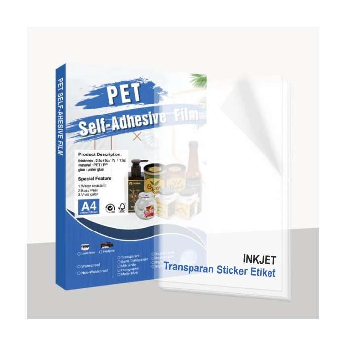 İnkjet Şeffaf PET Sticker Etiket Waterproof A4/20 - 1