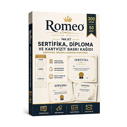 İnkjet Sertifika,Diploma ve Kartvizit Baskı Kağıdı - Romeo