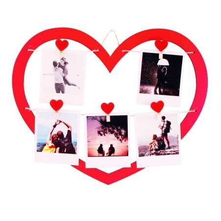 İpli Mandallı Kalbim Boş Fotoğraf Çerçeve - 