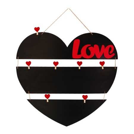 İpli Mandallı Kalp Ahşap Çerçeve - (1)