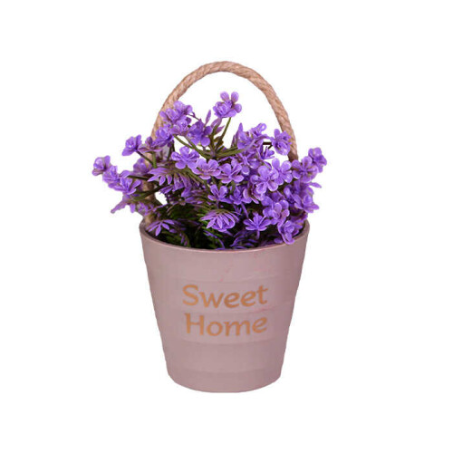 İpli Saksıda Çiçek Demeti Hediye - 