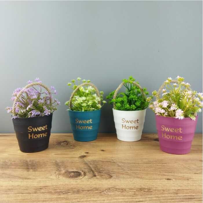 İpli Saksıda Çiçek Demeti Hediye - 5