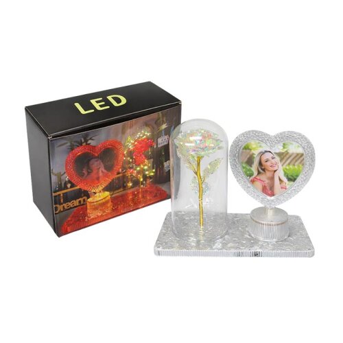 Işıklı Fanus Gül Gece Lambalı Fotoğraf Çerçevesi - 4