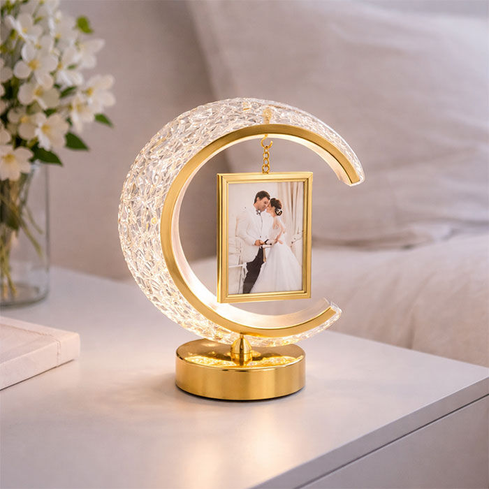 Işıklı Kristal Ay Kare Fotoğraf Çerçevesi - 1