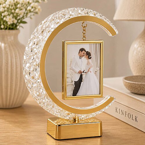 Işıklı Kristal Ay Kare Fotoğraf Çerçevesi - sanalbayim
