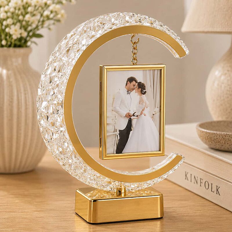 Işıklı Kristal Ay Kare Fotoğraf Çerçevesi - 1