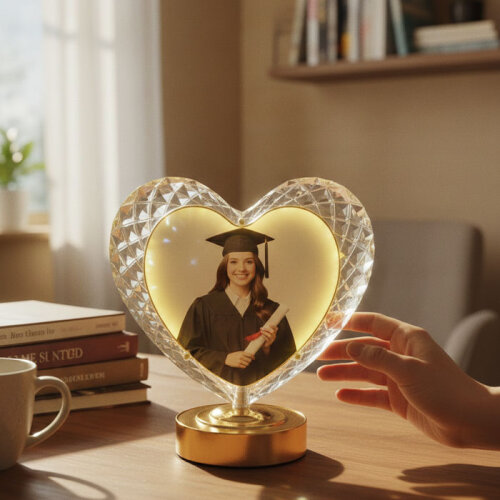 Işıklı Kristal Kalp Fotoğraf Çerçevesi - 1