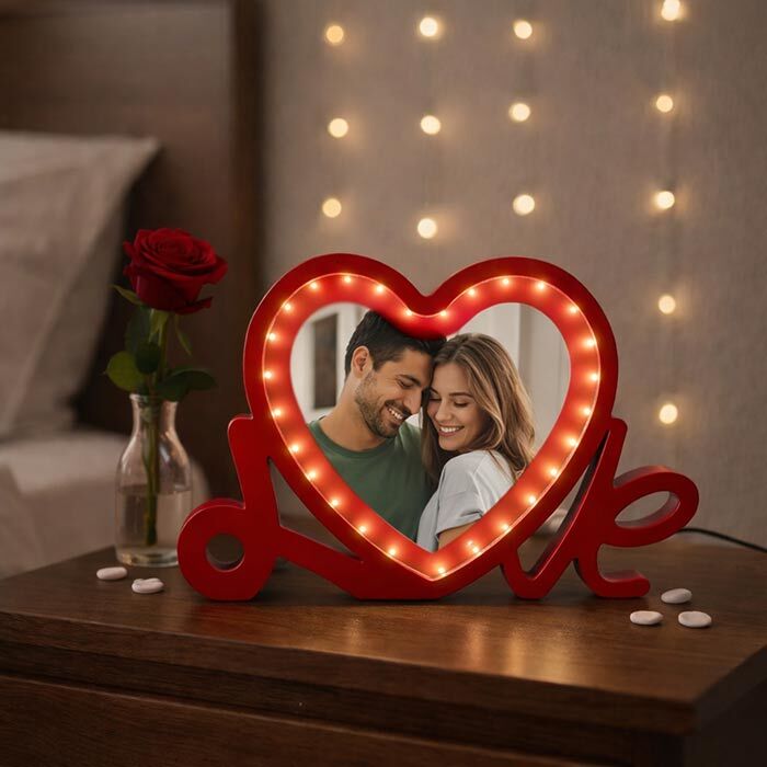Işıklı Love Kalp Fotoğraf Çerçeveleri - 1
