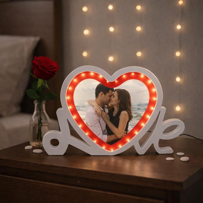 Işıklı Love Kalp Fotoğraf Çerçeveleri - 2