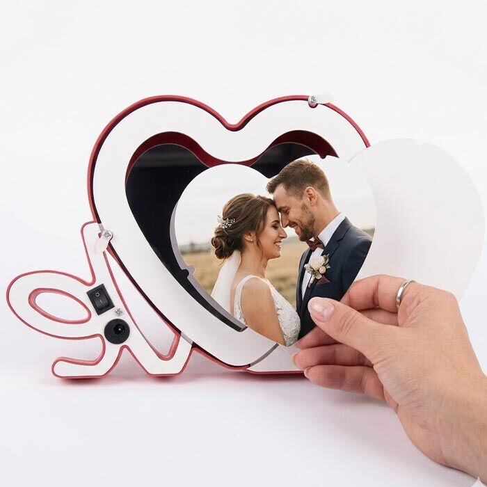 Işıklı Love Kalp Fotoğraf Çerçeveleri - 9