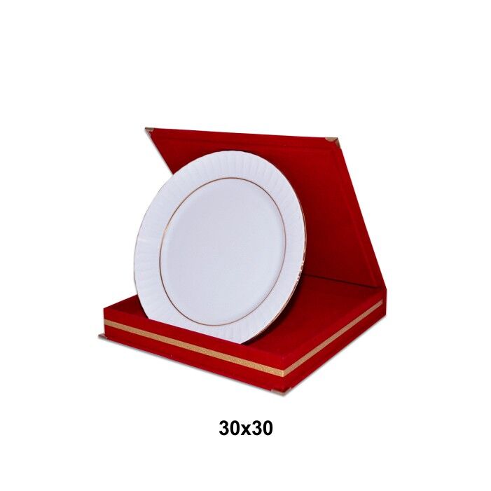 Kadife Tabak Plaket Kutuları - Kırmızı - 3