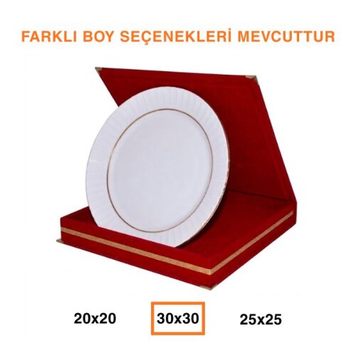 Kadife Tabak Plaket Kutuları - Kırmızı - 3