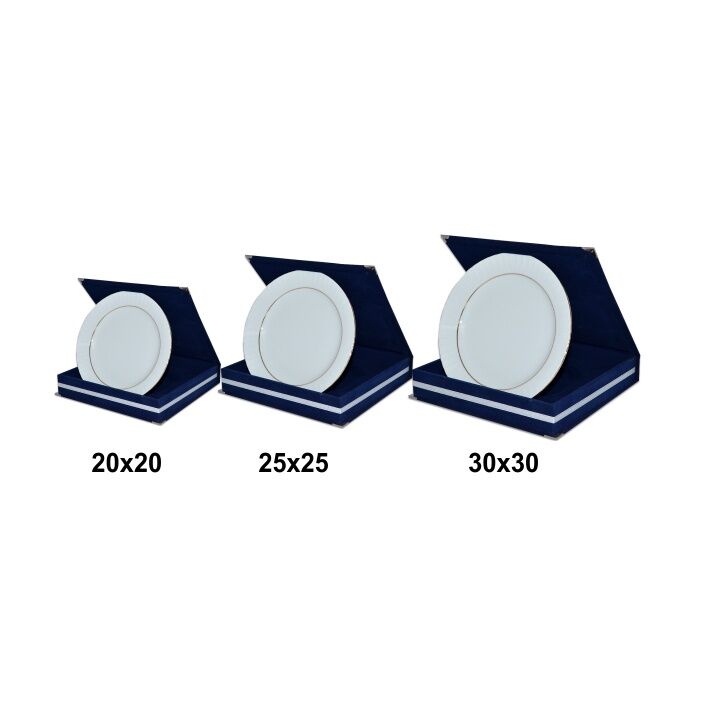 Kadife Tabak Plaket Kutuları - Lacivert - 5