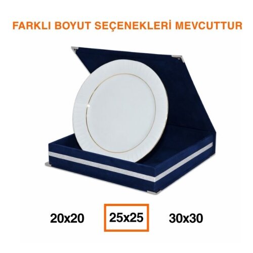 Kadife Tabak Plaket Kutuları - Lacivert - 3