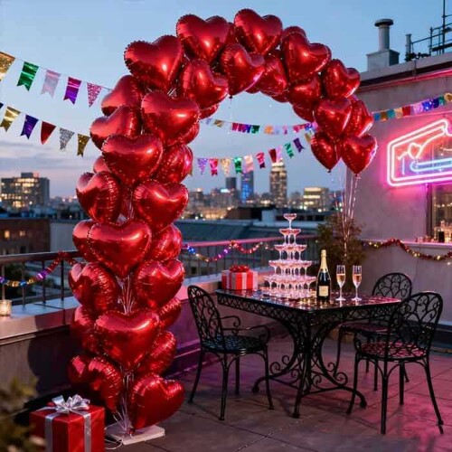 Kırmızı Kalp Folyo Balon - 25cm 2li - (1)