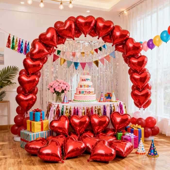 Kırmızı Kalp Folyo Balon - 25cm 2li - 1