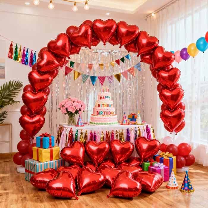 Kırmızı Kalp Folyo Balon - 25cm 2li - 3