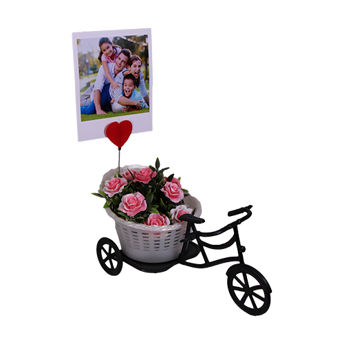 Kişiye Özel Fotoğraflı Dekoratif Gül Bisikletli - 1