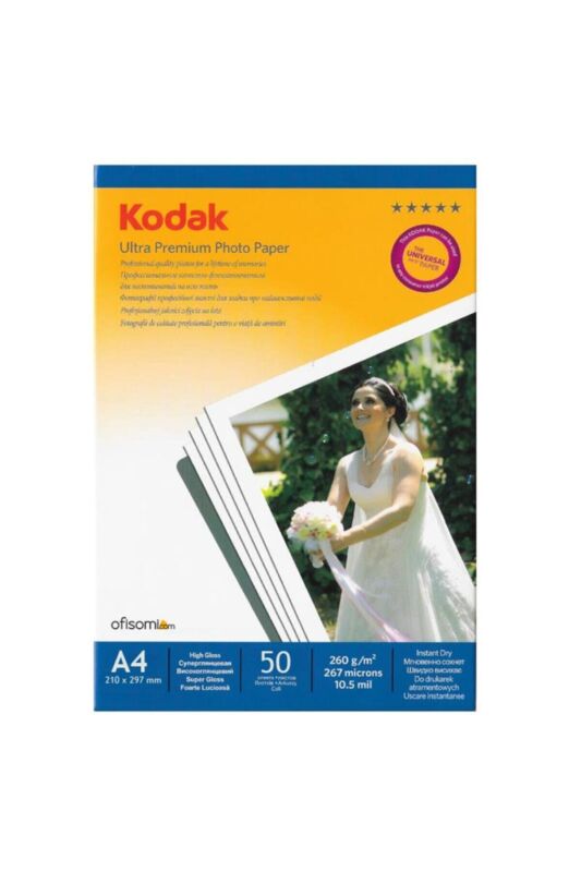 Kodak A4 Parlak İnkjet Fotoğraf Kağıdı 260gr. - 1