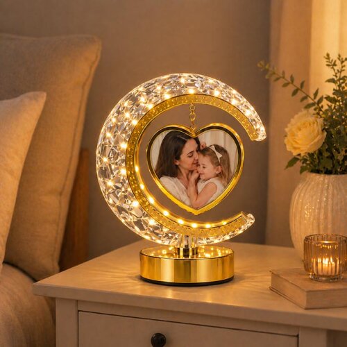 Kristal Ay Kalpli Işıklı Fotoğraf Çerçevesi - 