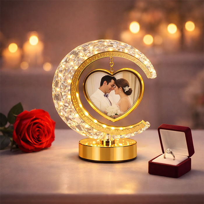 Kristal Ay Kalpli Işıklı Fotoğraf Çerçevesi - 1