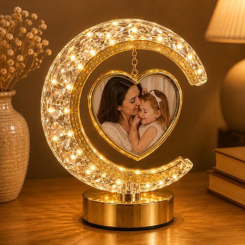 Kristal Ay Kalpli Işıklı Fotoğraf Çerçevesi - sanalbayim