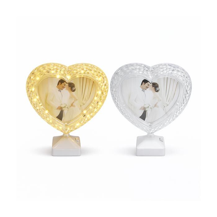 Kristal Işıklı Kalp Fotoğraf Çerçevesi Beyaz - 2