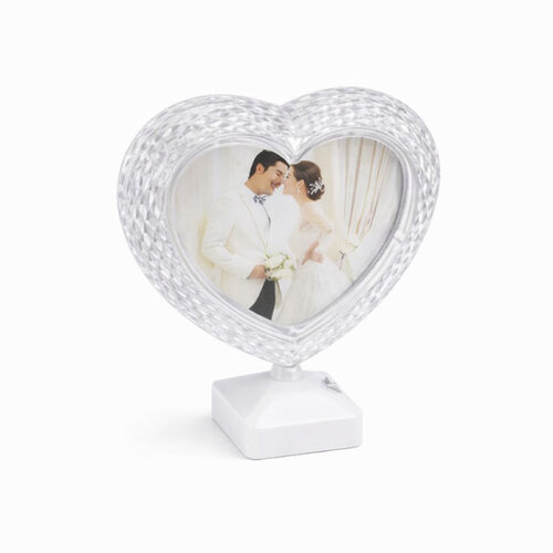 Kristal Işıklı Kalp Fotoğraf Çerçevesi Beyaz - 3