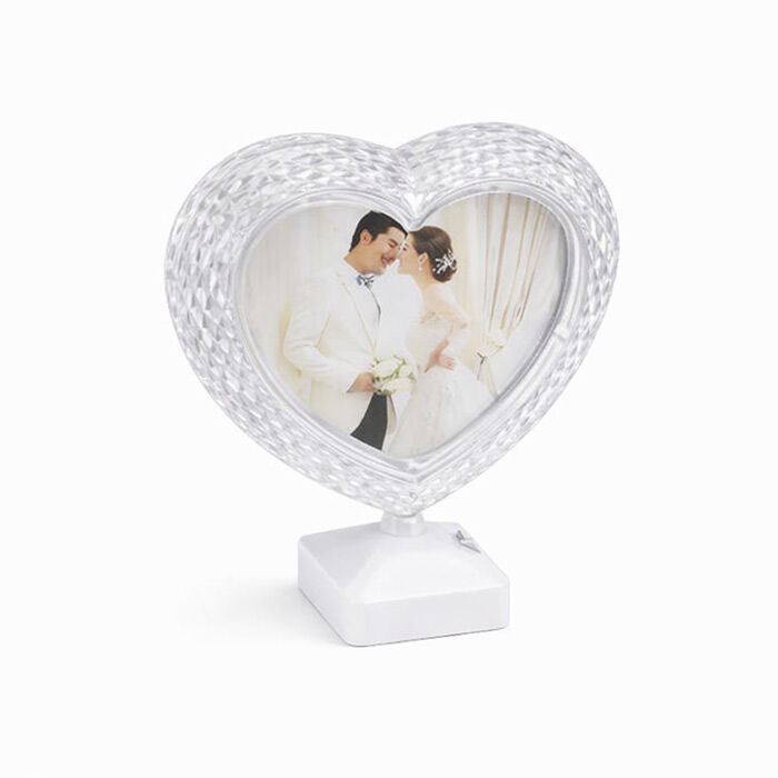 Kristal Işıklı Kalp Fotoğraf Çerçevesi Beyaz - 3
