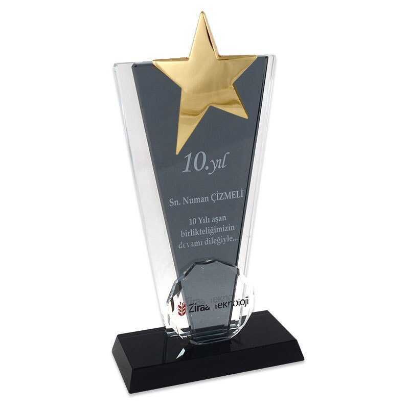 Kristal Plaket KC-1021 Metal Yıldız Monteli Siyah - 2
