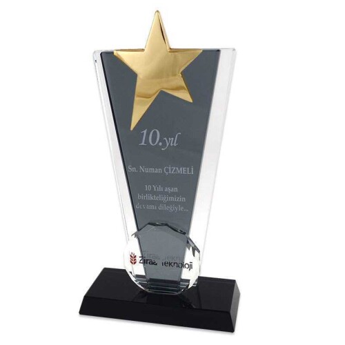Kristal Plaket KC-1021 Metal Yıldız Monteli Siyah - 3