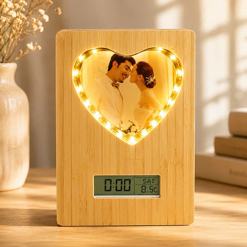 Led Işıklı Dijital Saatli Ayna Fotoğraf Çerçevesi - 1