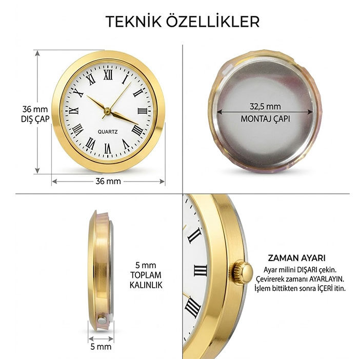 Masa İsimlik İçin Geçmeli Saat - 35mm - 3