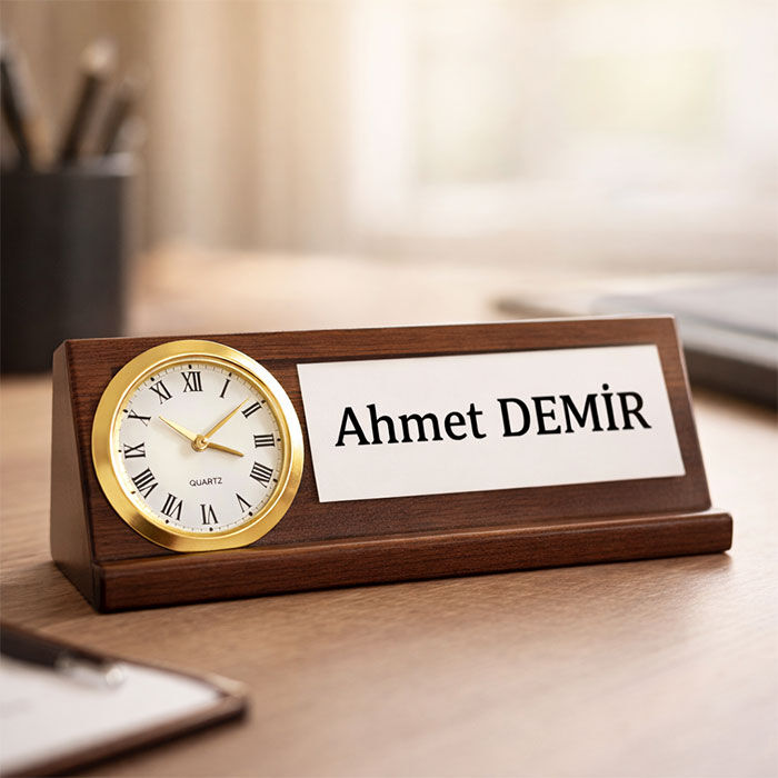 Masa İsimlik İçin Geçmeli Saat - 35mm - 1