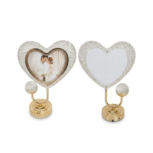 Masa Lambalı Kristal Kalp Fotoğraf Çerçevesi - 4