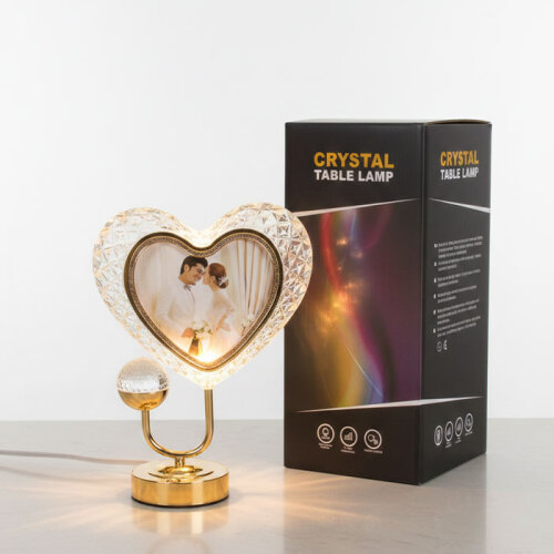 Masa Lambalı Kristal Kalp Fotoğraf Çerçevesi - 5
