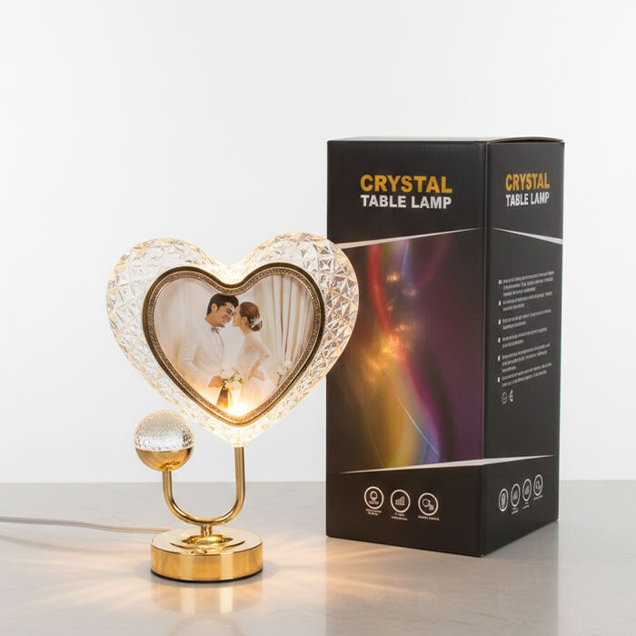 Masa Lambalı Kristal Kalp Fotoğraf Çerçevesi - 5