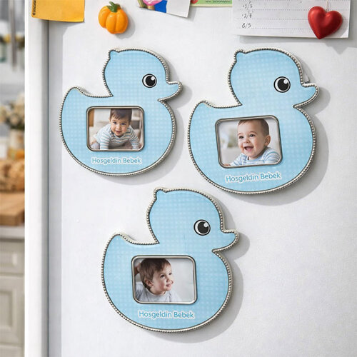 Mavi Ördek Bebek Magnet Çerçevesi - (1)