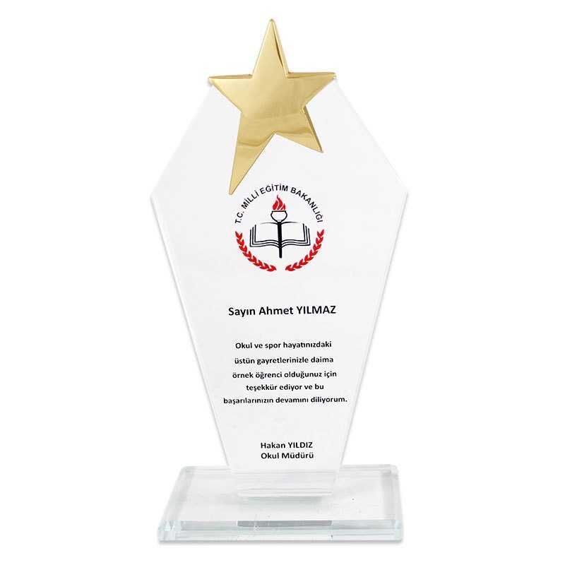 Kristal Plaket KC-1018 Safir Metal Yıldızlı - 1