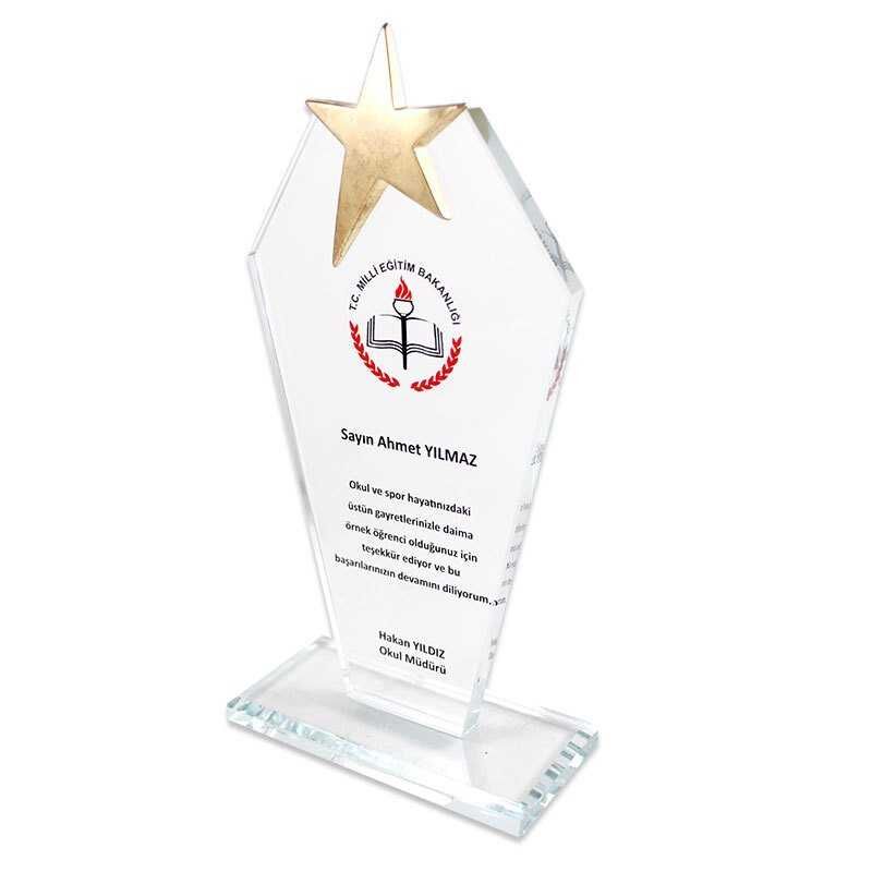 Kristal Plaket KC-1018 Safir Metal Yıldızlı - 2