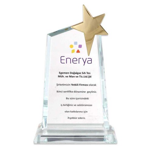 Kristal Plaket KC-1019 Metal Yıldızlı Dağ Şekilli - 