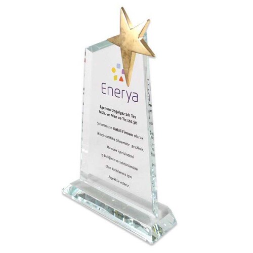 Kristal Plaket KC-1019 Metal Yıldızlı Dağ Şekilli - (1)