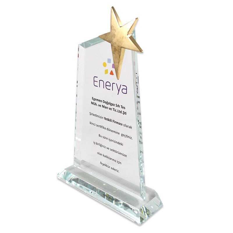 Kristal Plaket KC-1019 Metal Yıldızlı Dağ Şekilli - 2