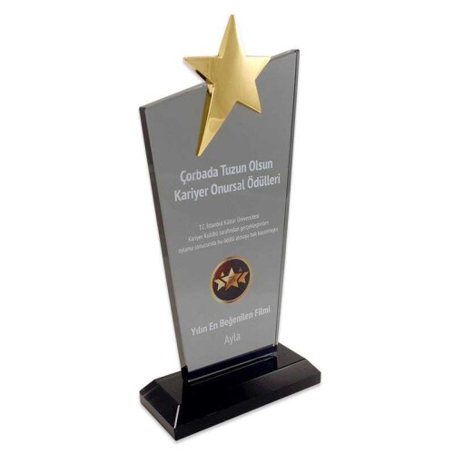 Kristal Plaket KC-1020 Metal Yıldızlı Siyah - (1)